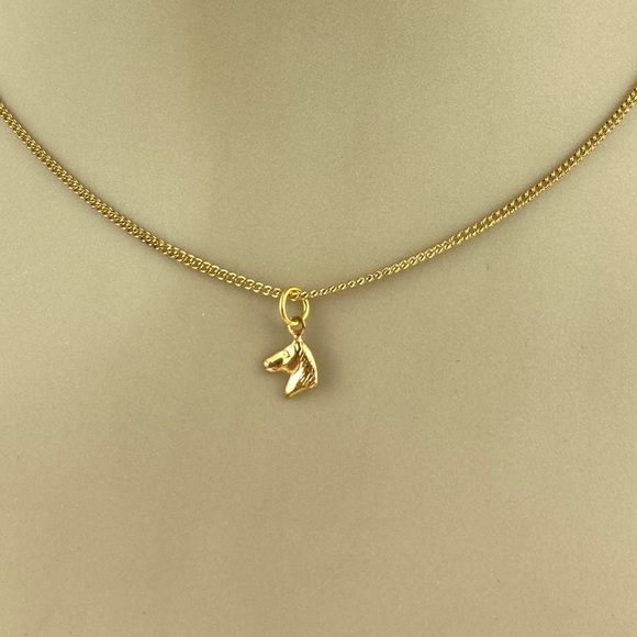 Jennifer Lerner Design Other - Tiny Horse Pendant Necklace 15" Long Gold Plated Dainty Choker